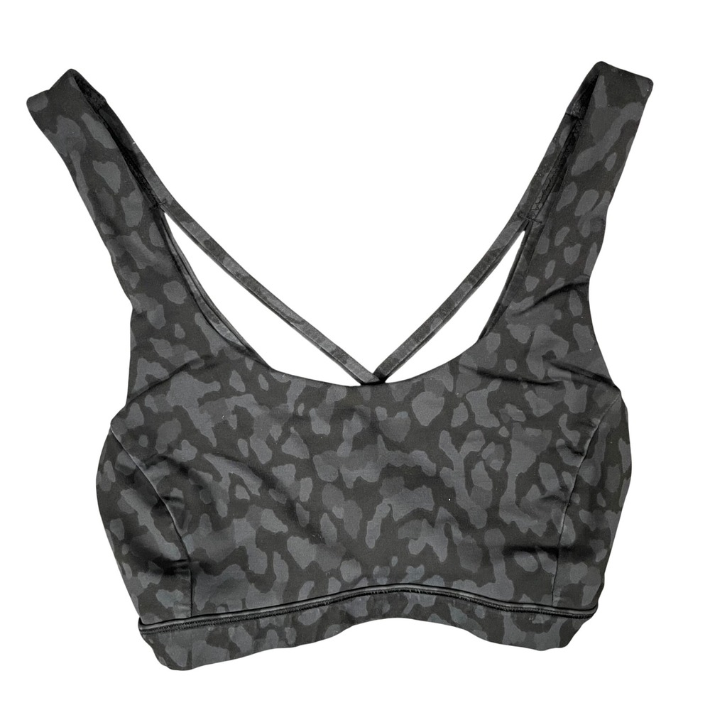 Lululemon Women's Sports Bra Free To Be Serene Size 4 Formation Camo Deep Coal